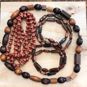 Wooden beaded necklaces